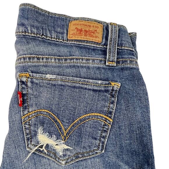 Levi's Too Superlow 524 Distressed Denim Blue Skinny Jeans Size 1 Medium - Picture 13 of 15